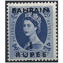 Bahrain 1953 SG89 1r on 1/6d Grey-Blue Unmounted Mint