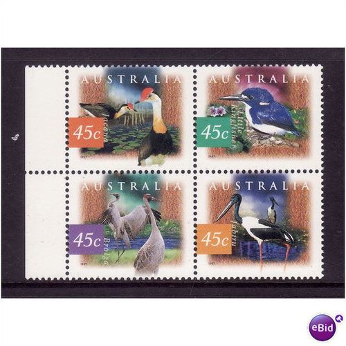 AUSTRALIA 1997 WETLAND BIRDS SET 4 VALS U/M MINT
