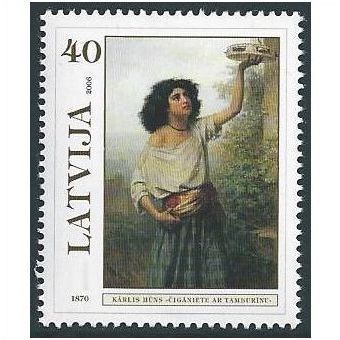 Latvia Mi 675 A: 'Gypsy Woman with Tambourine' (Kärlis Hūns)