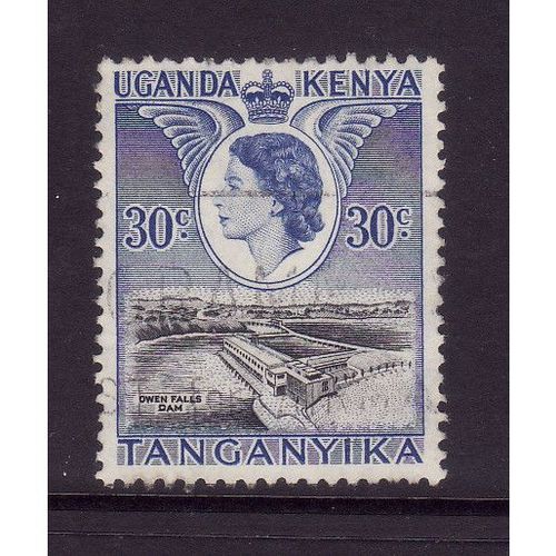 KENYA UGANDA AND TANGANYIKA 1954 SG171 30c BLACK AND DEEP ULTRAMARINE FU