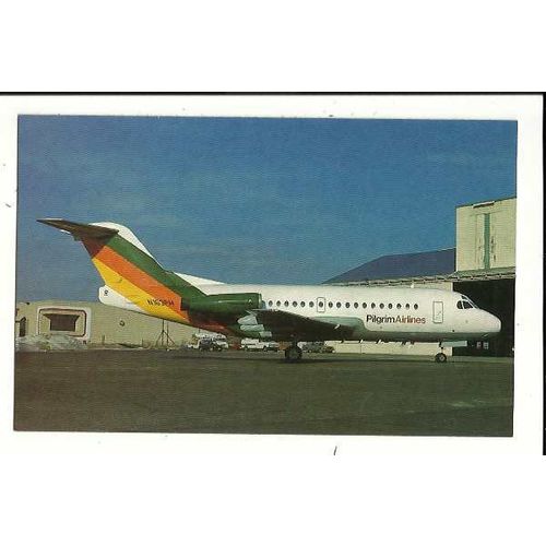 Aviation PILGRIM AIRLINES FOKKER F28-3000 Postcard by AeroGem (0614)
