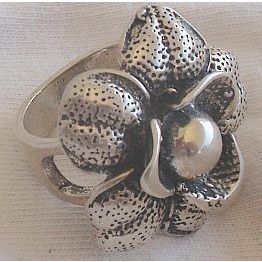 Silver big flower ring