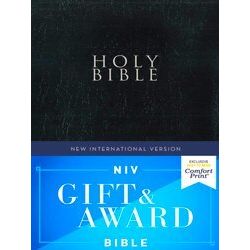 Niv, Gift And Award Bible, Leather Look, Black, Red Letter Edition, Comfort Prin