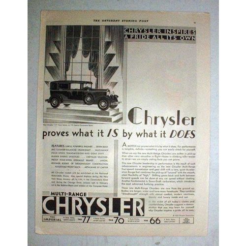 1930 Chrysler 77 Town Sedan Car Ad - Proves What it Is