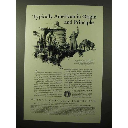 1930 Mutual Casualty Insurance Ad - American in Origin