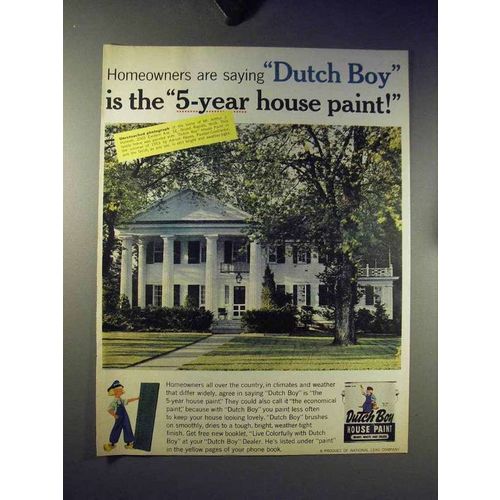 1959 Dutch Boy Paint Ad - The 5-Year House Paint