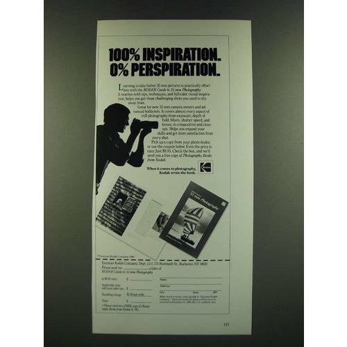 1986 Kodak Guide to 35mm Photography Book Ad - 100% Inspiration