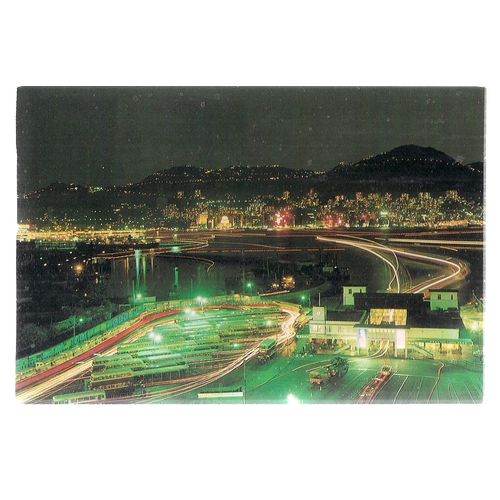BY NIGHT, HONG KONG vintage used postcard 1983 postmark =