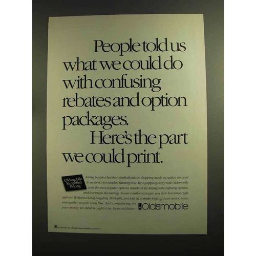 1994 Oldsmobile Cars Ad - People Told Us