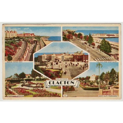 Postcard Clacton, Essex multiview. Marine Parade East, Promenade Gardens, Pier