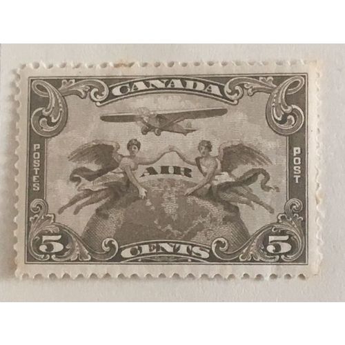 Canada KGV 1928 Air 6c Olive Brown Mint MM SG 271 Sc C1 Plane Globe Angel stamp