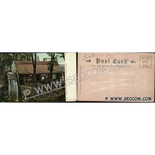 CT New London Postcard Old Town Mill Built 1650 w/Silver Sparkles ct_box4~1943