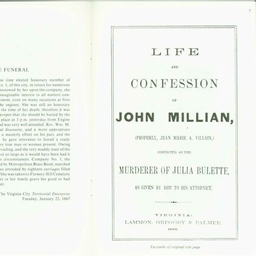 The Murder of Julia Bulette: 1868. by DeLong..1 to >29 lots of 10 copies