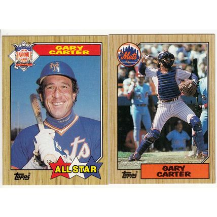 Two 1987 Topps baseball Gary Carter cards 20, 602 -NM - HOF-Mets