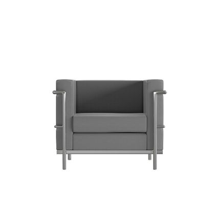 Stainless Exo-Frame French-Swiss Chair White Cognac Gray Leather-Soft Commercial