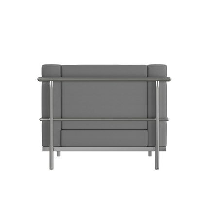 Stainless Exo-Frame French-Swiss Chair White Cognac Gray Leather-Soft Commercial
