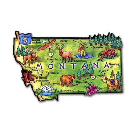 Montana The Treasure State Artwood Jumbo Fridge Magnet