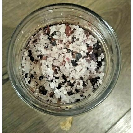 Homemade Lavender Rose Petal Himalayan Bath Salt Soak Black & White 16 oz