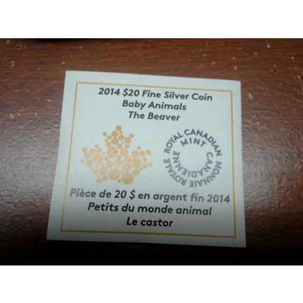 2014 $20 Canada 1 oz. Fine Silver Coin - Baby Beaver