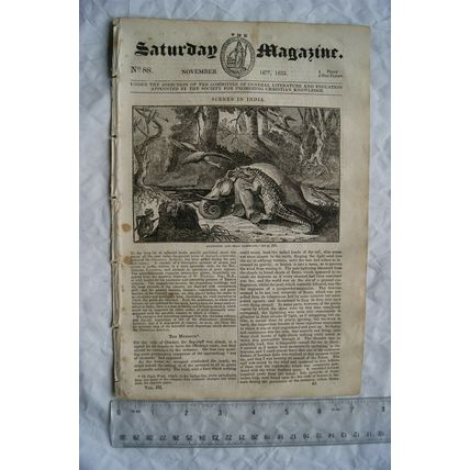 1833 The Saturday Magazine No. 88 India, weaving, religion USA, Azincourt, etc.