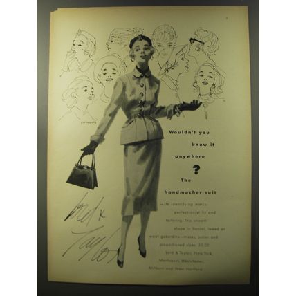 1953 Lord & Taylor Handmacher Suit Ad - Wouldn't you know it anywhere?