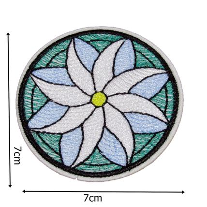 Flower Iron On Patch Floral Design Motif Decoration Mosaic Style Badge P384