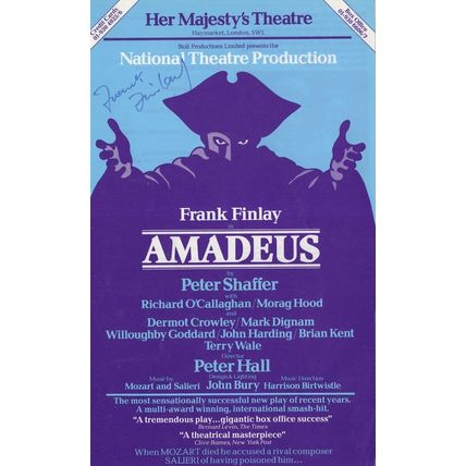 Dermot Crowley Amadeus Rare Hand Signed Theatre Flyer