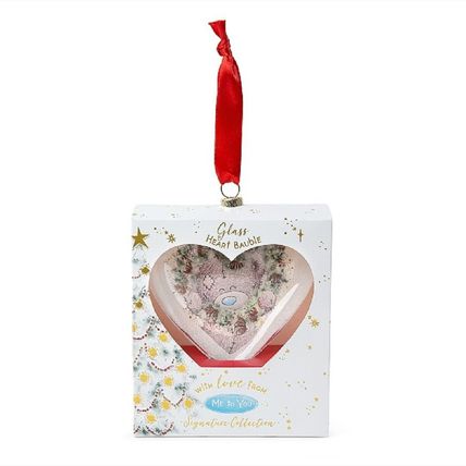 Me to You Glass Heart Christmas Tree Bauble