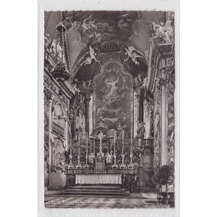 Einsiedeln Kirche Hochaltar Switzerland Postcard posted 1947 VGC