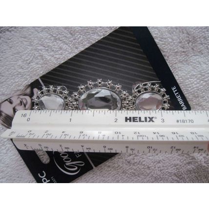 Goody Amelia Fashionow Rhinestone Diamond Fancy Metal Hair Barrette Silver Pewte