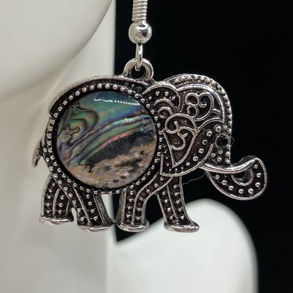 Elephant Earrings Abalone Center #962