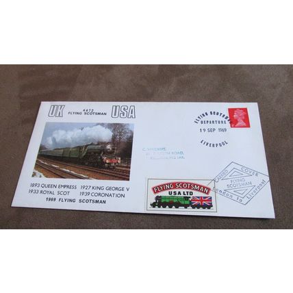 1969 GB Train carried Cover - Flying Scotsman Steam Locomotive - Railways