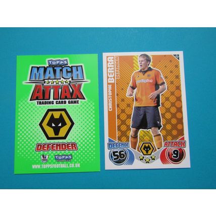 344. Christophe Berra - Wolverhampton - Match Attax 2010/11 Football Card EF1