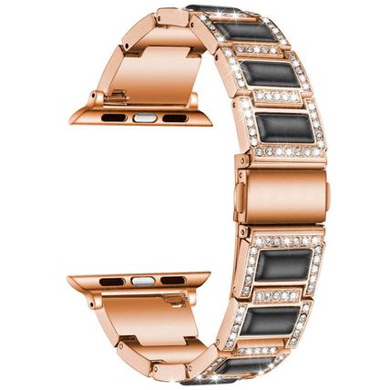 Three-beads Diamond + Gemstone Replacement Strap Watchband For Apple Watch Serie