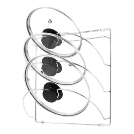 2x Kitchen Pot Lid Holder - Pan Rack & Organizer for Cupboard - 3-Tier Pantry