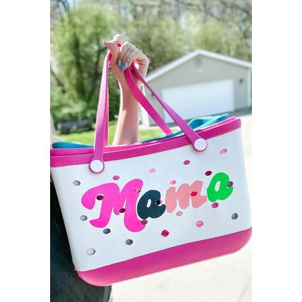 Rose Red mama Print Self-assembly Straps Hollowed EVA Beach Bag