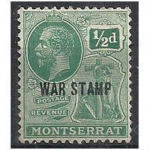 Montserrat 1917 SG61 1/2d Green WAR STAMP Mounted Mint ..