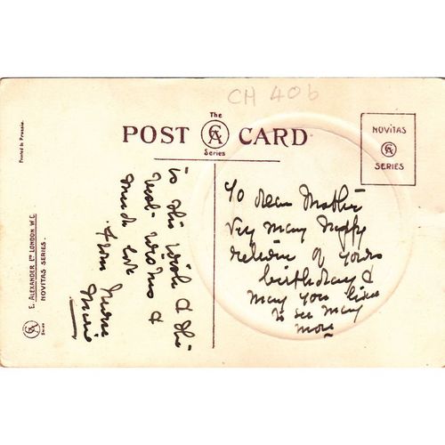 Young Girl Wearing A Blue And White Shawl Fond Birthday Wishes Postcard (CH406)