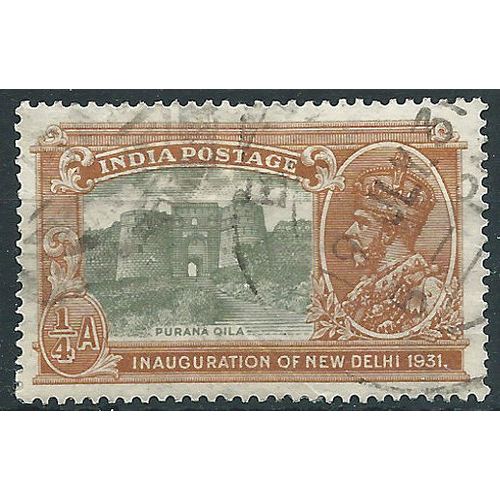 India 1931 SG226 1/4a Olive-Green & Orange-Brown NEW DELHI Fine Used .. ..