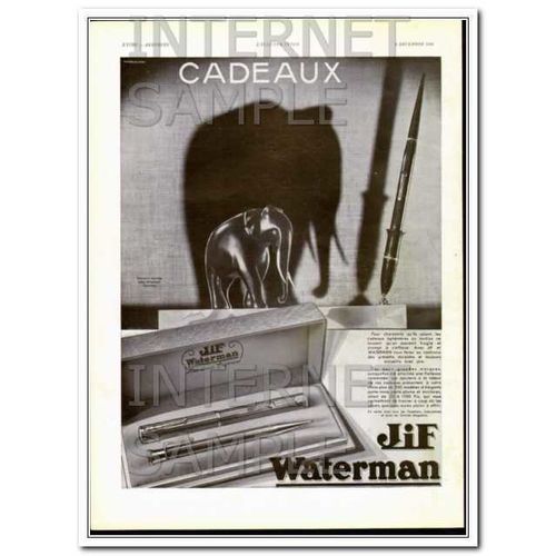 WATERMAN 1932 JiF pen set Christmas gifts elephant inkstand vintage ad
