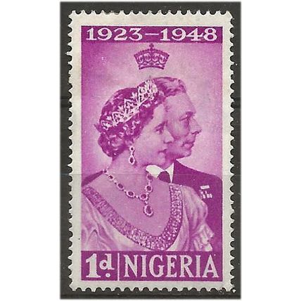Nigeria 1948 SG62 1d Bright Purple Royal Silver Wedding Mounted Mint. ..