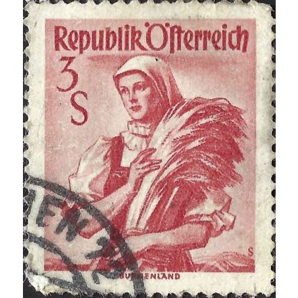 AUSTRIA, 19th C costumes, Burgenland, red-brown 1958, 3s, #2