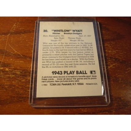 1983 TCMA, 1943 Reprint, WHITLOW WYATT, Dodgers, #30