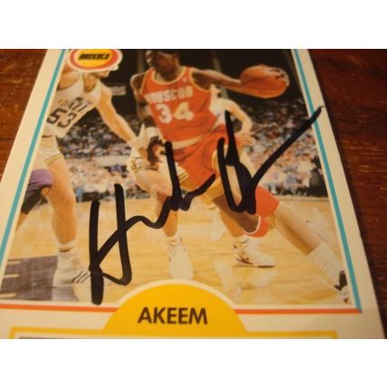 1990, Fleer, Autograph Card, w/COA, HAKEEM OLAJUWON, HOF, Rockets