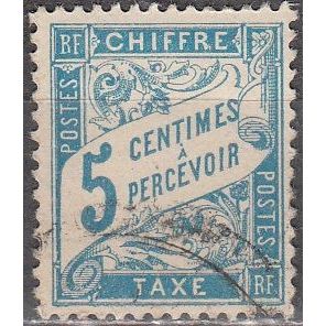 France 1893 Michel Taxe 28X O Cote (2008) 0.45 € Chiffre sur bande Cachet rond