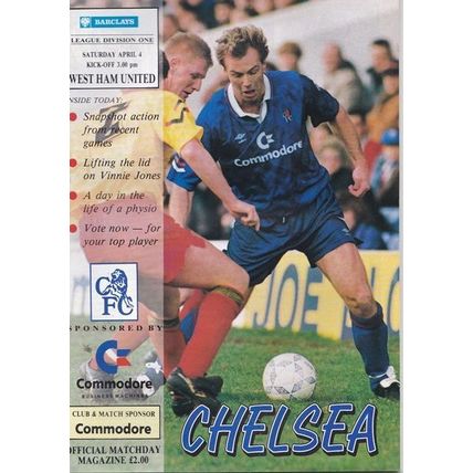CHELSEA v WEST HAM UNITED LEAGUE DIVISION ONE 1991/92