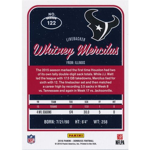 2016 Donruss Football 122 Whitney Mercilus Houston Texans