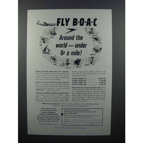 1954 BOAC Airways Ad - Fly BOAC Around the World