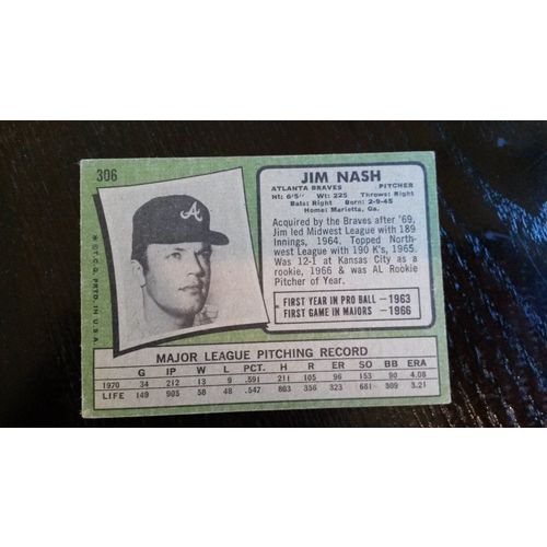 1971 Topps Card # 306 Jim Nash Good (2) Atlanta Braves