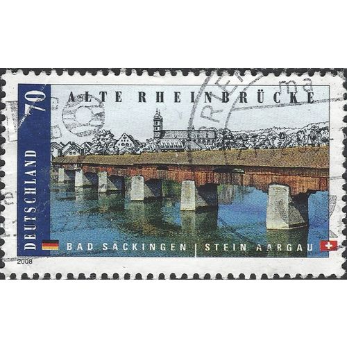 GERMANY, Old Rhine Bridge, Bad Säckingen-Stein/Aargau, blue 2008, 0.70euro